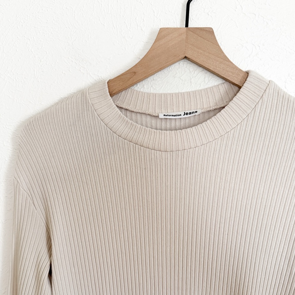 Reformation Cream Ribbed Mini Dress - Picture 4 of 5